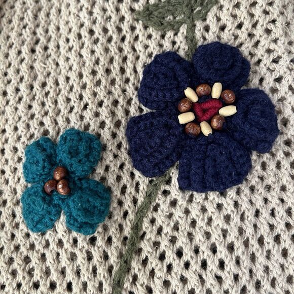 Jantzen Crochet Sweater Vest Womens M 3D Knit Floral Boho Hippie Cottagecore Vtg - Picture 10 of 15